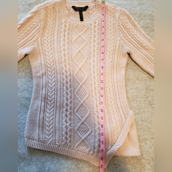 BCBGMaxAzria sweater pink cable knit asymmetric apres ski "Jocelyn" xs - Picture 4 of 10